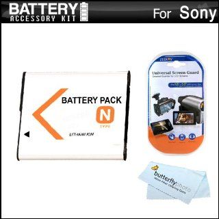 Battery Kit For Sony Cyber Shot DSC W530, DSC W620, DSC W650, DSC W610 Digital Camera Includes Extended Replacement (1100Mah) NP BN1 Battery + LCD Screen Protectors + MicroFiber Cleaning Cloth  Digital Camera Accessory Kits  Camera & Photo