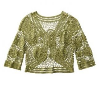 Metallic Crochet Cropped Sweater Kiwi S