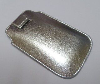 Names4u Online Silver Leather Pull Flip Case Pouch Cover For Iphone 3g: Cell Phones & Accessories
