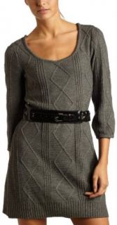 XOXO Juniors Belted Sweater Dress, Grey, Medium at  Womens Clothing store
