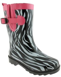 Capelli New York Shiny Pop Zebra Printed Girls Sporty Rainboot Black Combo 1/2: Shoes