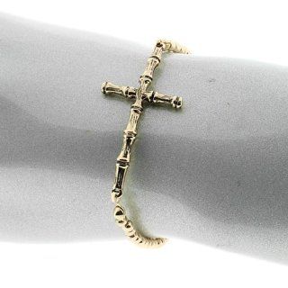 Br 1730 54 Bamboo Cross Bead Gold Plated: Bracelets: Jewelry