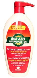 Rub A535 Antiphlogistine Extra Strength Cream 450g (16oz) Value Size (Warm Penetrating Relief for Muscle, Joint, Back Pains and Arthritis)   Made in Canada: Health & Personal Care