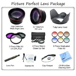 Picture Perfect Lens Kit for the Canon EOS Rebel T2i (EOS 550D), Rebel T3i (EOS 600D), Rebel T4i (EOS 650D), Rebel T5i (EOS 700D) Digital SLR Cameras: Includes   Wide Angle Lens, Telephoto Lens, 3 Piece Professional Filter Kit, Tulip Lens Hood, 4 Piece Mac