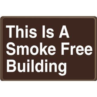 Accuform Signs PAR536 Deco Shield Acrylic Plastic Architectural Style Sign, Legend "This Is A Smoke Free Building" with Step Radius Edges, 9" Width x 6" Length x 0.135" Thickness, White on Brown Industrial Warning Signs Industria