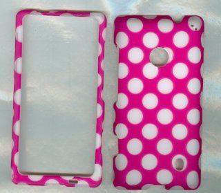 NOKIA LUMIA 521 520 T MOBILE AT&T METRO PCS PHONE CASE COVER FACEPLATE PROTECTOR HARD RUBBERIZED SNAP ON CAMO PINK WHITE POLKA DOT: Cell Phones & Accessories