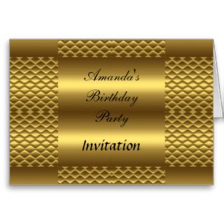 Gold and Metal look Birthday Card Invitation