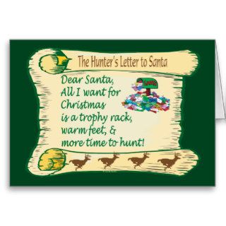 Sport Funny Christmas Hunters Letter To Santa Cards