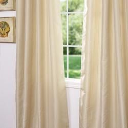 Striped Bone Faux Silk Jacquard 118 inch Curtain Panel EFF Curtains