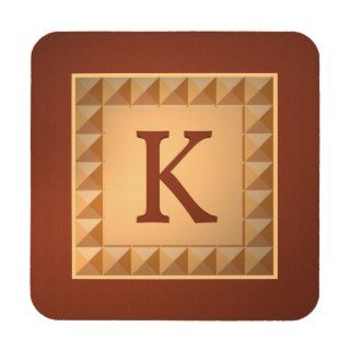 Letter K Parquetry Wood Look Initial and Pattern Beverage Coaster