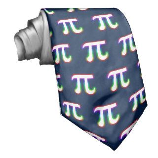 (00105) Colorful Glowing Pi   Dark Blue Tie