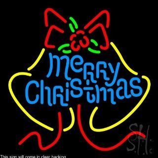 Merry Christmas Light Decoration Clear Backing Neon Sign 24" Tall x 24" Wide : Business And Store Signs : Office Products
