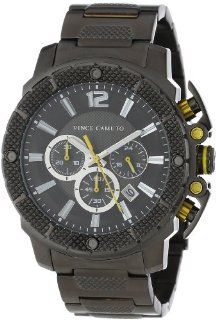 Vince Camuto Men's VC/1020YLDG The Striker Steel Yellow Accented Gunmetal Tone Bracelet Chronograph Watch: Watches