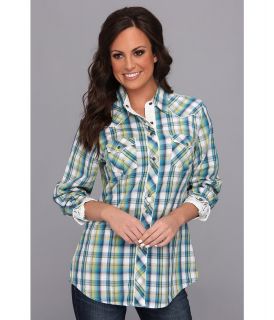 Roper 9054 Patriot Ombre Check Womens Long Sleeve Button Up (Blue)