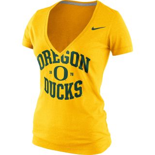 NIKE Womens Oregon Ducks School Tribute Tri Blend V Neck T Shirt   Size: Large,