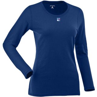 Antigua Womens New York Rangers Relax LS 100% Cotton Washed Jersey Scoop Neck
