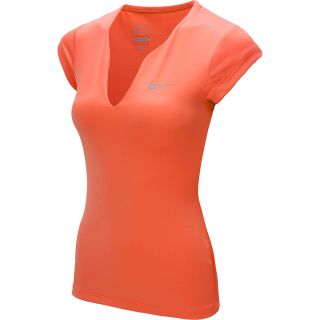 NIKE Womens Pure Short Sleeve Tennis Shirt   Size: Small, Turf Orange/silver