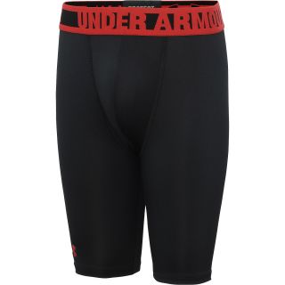 UNDER ARMOUR Boys HeatGear Sonic Fitted 7 inch Shorts   Size: Large, Black/red