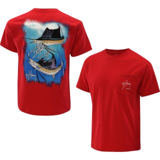GUY HARVEY Mens Sailfish Spiral Short Sleeve T Shirt   Size: Xl, Red