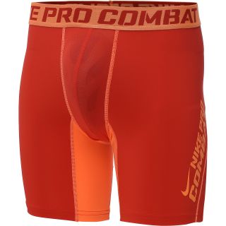 NIKE Mens Pro Combat Core Plus 6 Compression Shorts   Size Xl, Crimson/orange