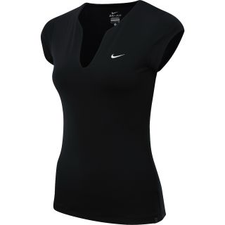 NIKE Womens Pure Short Sleeve Tennis Shirt   Size: Medium, Black/white
