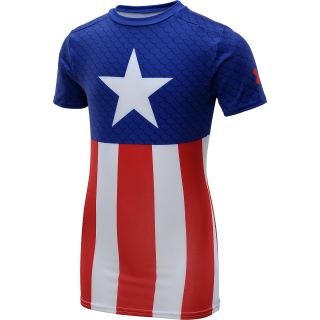 UNDER ARMOUR Boys Alter Ego Captain America Fitted Baselayer Top   Size: