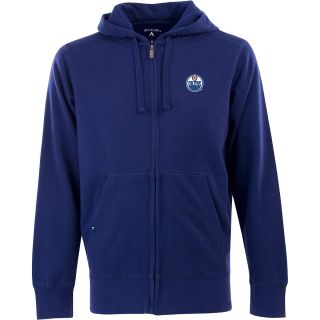 Antigua Mens Edmonton Oilers Fleece Full Zip Hooded Sweatshirt   Size Medium,