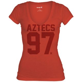 HURLEY Womens San Diego State Aztecs Perfect V Neck Short Sleeve T Shirt  