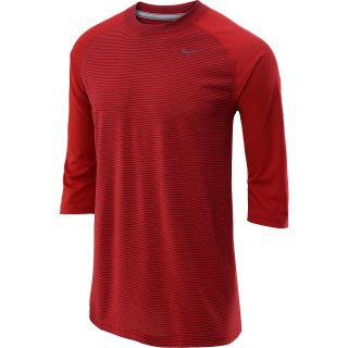 NIKE Mens Dri FIT Touch 3/4 Sleeve Raglan Shirt   Size: Large, Gym Red/grey