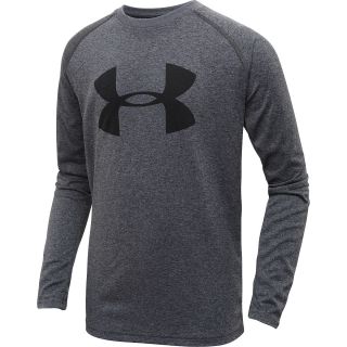 UNDER ARMOUR Boys Big Logo UA Tech Long Sleeve T Shirt   Size: Small, Carbon