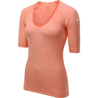 NIKE Womens Pro Core Fitted Studio 1/2 Sleeve T Shirt   Size: Xl, Turf