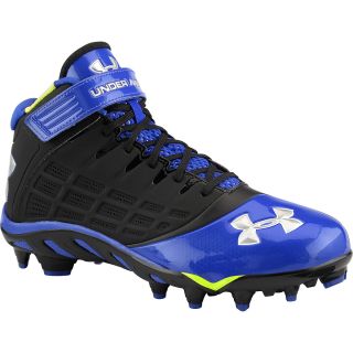 UNDER ARMOUR Mens Spine Fierce Mid Football Cleats   Size 10.5, Black/royal