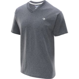 CHAMPION Mens Authentic Jersey V Neck Short Sleeve T Shirt   Size: Xl, Granite
