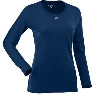 Antigua Womens Columbus Blue Jackets Relax LS 100% Cotton Washed Jersey Scoop