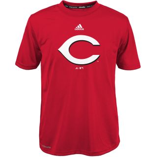 adidas Youth Cincinnati Reds ClimaLite Team Logo Short Sleeve T Shirt   Size: Xl