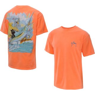 GUY HARVEY Mens Sailfish Boat Short Sleeve T Shirt   Size: Xl, Neon Orange