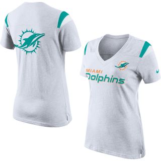 NIKE Womens Miami Dolphins Fan Top V Neck Short Sleeve T Shirt   Size: Xl,