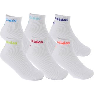 adidas Girls Superlite No Show Socks   6 Pack   Size: Small, White/purple
