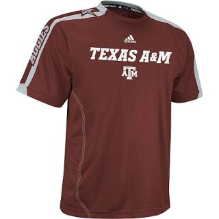 adidas Mens Texas A&M Aggies Sideline Swagger Short Sleeve Crew Neck T Shirt  