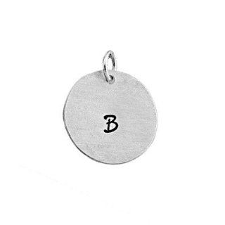 Sterling Silver Engraved Initial Disc Charm   Personalized Jewelry: Jewelry