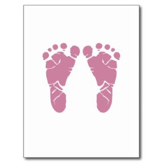 Pink baby footprints post card