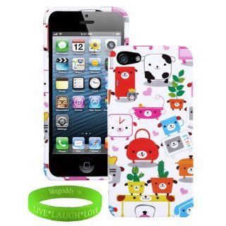 Apple iPhone 5 4G LTE 2 Piece Hard Snap on Case Front and Back Cover with Unique Doggie Life Styles Design + VanGoddy Brand LIVE LAUGH LOVE Wrist Band: Cell Phones & Accessories