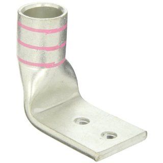 Panduit LCDX500 38DF 6 Flex Conductor Lug, Two Hole, Standard Barrel With Window, 90 Degree Angle, 3/8" Stud Hole Size, 1.00" Stud Hole Spacing Width, Pink, 500 kcmil Class G/H/I/K/M Conductor Size, 535.3 kcmil Diesel Locomotive Conductor Size, 1