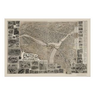 Phillipsburg, NJ & Easton, PA Panoramic Map   1900 Poster