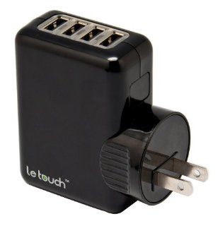 4 Port USB Wall Charger Travel Kit with Interchangeable Plugs (US, UK, EU, AU) for iPhone iPod and other Smart phone, Most Tablet,  Devices etc(Black) Cell Phones & Accessories