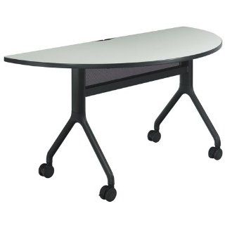 RumbaTM Training Table Base Finish: Black, Shape: Half Round, Top Finish: Gray : Conference Tables : Office Products