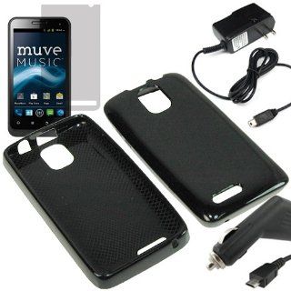 Eagle TPU Sleeve Gel Cover Skin Case for Cricket ZTE Engage LT N8000 + LCD + Car + Home Charger  Black Cell Phones & Accessories
