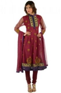 Chhabra 555 Womens Crimson Nylon Suit Dupatta Sm: Clothing