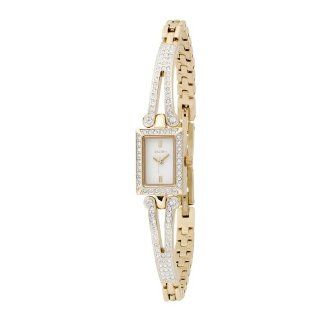 Elgin Women's EG542 Austrian Crystal Accented Gold Tone Half Bangle Watch: Watches