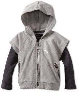 Baby Phat   Kids Baby Girls Infant French Terry Twofer Hoodie, Gray, 12: Clothing
